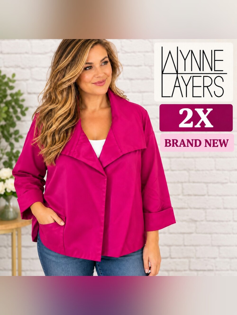 Wynne Collection Fuchsia Pink Jacket Size 2X – New Without Tags
